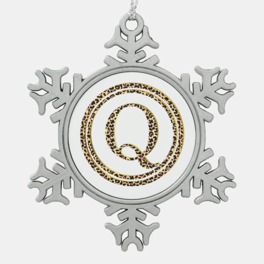 Leopard Q Schneeflocken Zinn-Ornament (Vorderseite)
