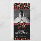 Leopard Quinceanera Weihnachtsbär Glitzer Bow Einladung (Vorderseite)