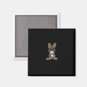 Leopard Rabbit Bunny Blows Gum Ostertag Magnet (Vorderseite/Rückseite)