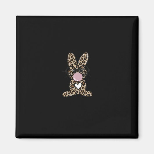 Leopard Rabbit Bunny Blows Gum Ostertag Magnet (Vorne)