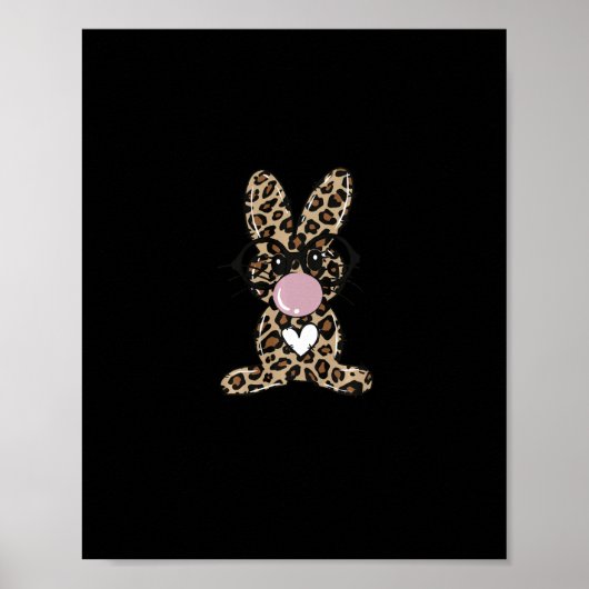 Leopard Rabbit Bunny Blows Gum Ostertag Poster (Vorne)