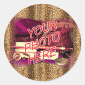 Leopard-Rahmenvorlage Runder Aufkleber (Vorderseite)