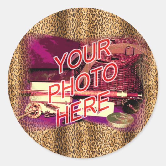 Leopard-Rahmenvorlage Runder Aufkleber (Vorderseite)