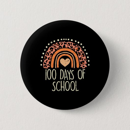 Leopard Rainbow 100 Days School Niedlich 100th Day Button (Vorderseite)