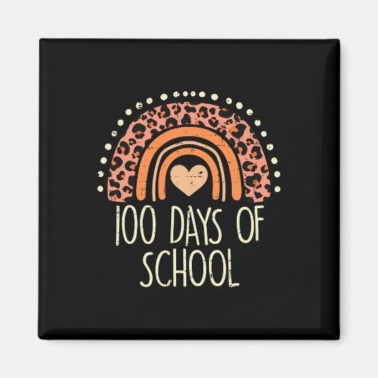 Leopard Rainbow 100 Days School Niedlich 100th Day Magnet (Vorne)