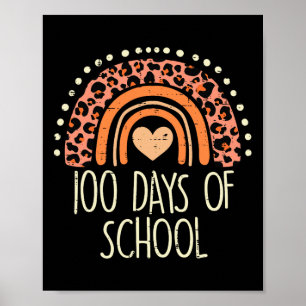 Leopard Rainbow 100 Days School Niedlich 100th Day Poster