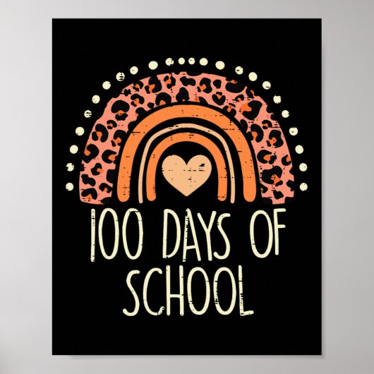 Leopard Rainbow 100 Days School Niedlich 100th Day Poster (Vorne)
