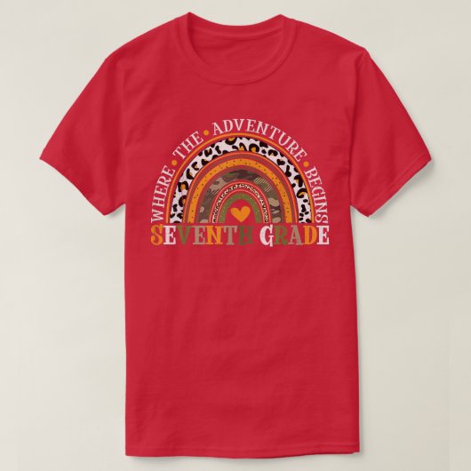 Leopard Rainbow 7th Grade Where The Adventure Begi T-Shirt (Design vorne)