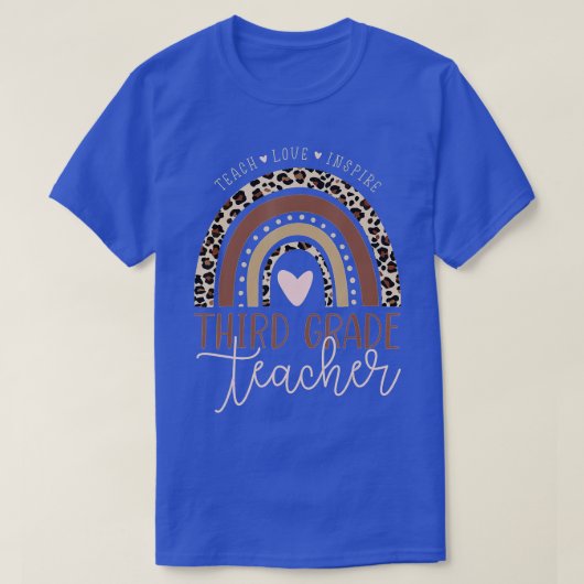 Leopard Rainbow Dritter Lehrer erster Tag T-Shirt (Design vorne)