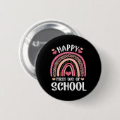 Leopard Rainbow - glücklicher erster Schullehrer Button (Vorne & Hinten)