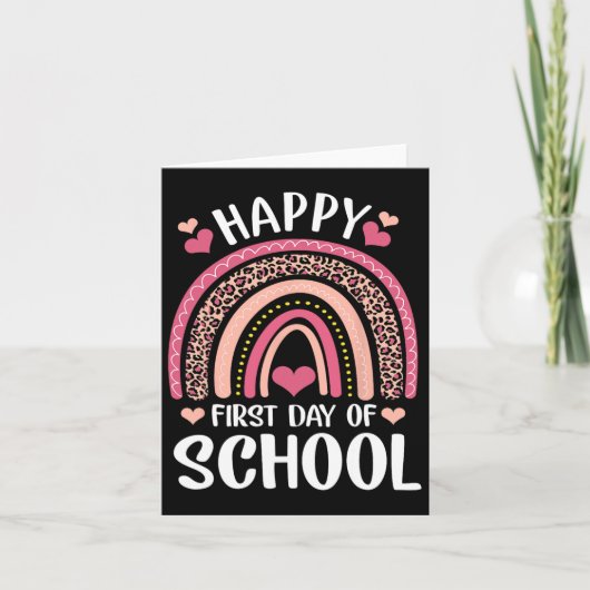 Leopard Rainbow - glücklicher erster Schullehrer Karte (Vorderseite)
