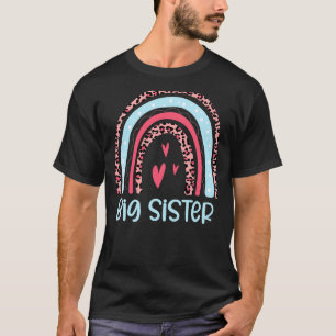 Leopard Rainbow Große Schwester Ankündigung Kinder T-Shirt