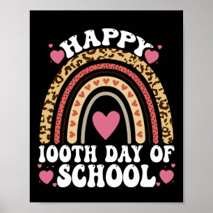 Leopard Rainbow Happy 100th Day School Niedlich 10 Poster