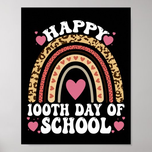 Leopard Rainbow Happy 100th Day School Niedlich 10 Poster (Vorne)