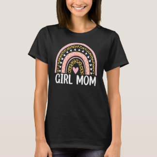 Leopard Rainbow Heart Girls Mama Mother Day T-Shirt