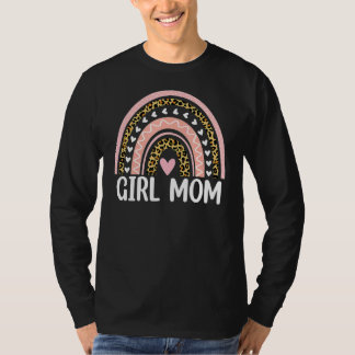 Leopard Rainbow Heart Girls Mama Mother Day T-Shirt