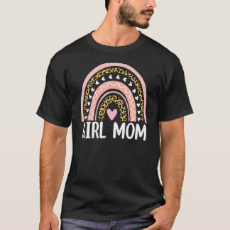 Leopard Rainbow Heart Girls Mama Mother Day T-Shirt