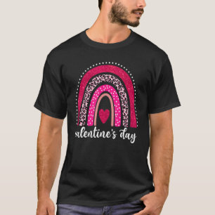 Leopard Rainbow Heart Happy Valentine's Day Couple T-Shirt