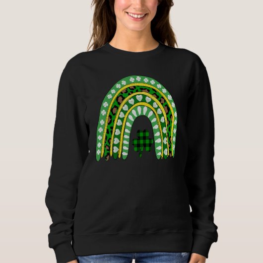 Leopard Rainbow Irish Kleeblatts St Patrick S Day Sweatshirt (Vorderseite)