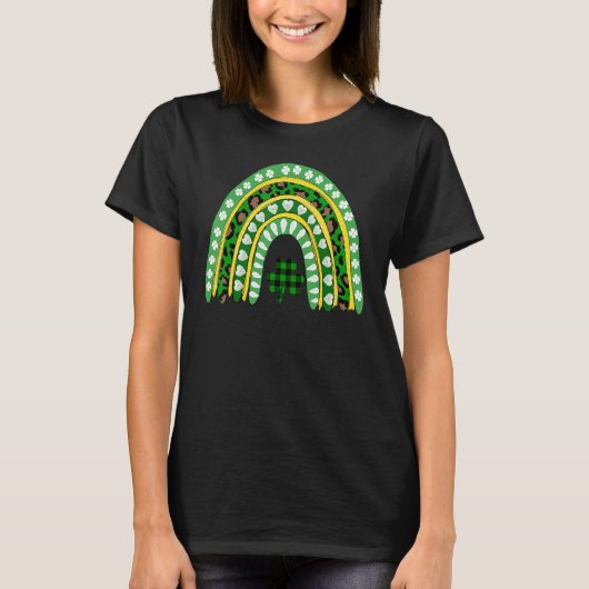 Leopard Rainbow Irish Kleeblatts St Patrick's Day T-Shirt (Vorderseite)