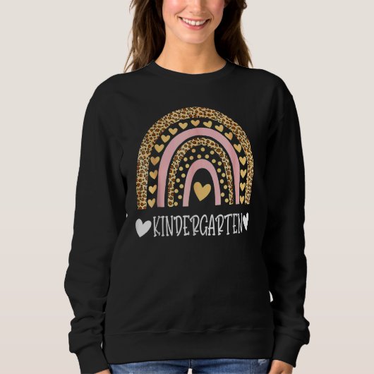 Leopard Rainbow Kindergarten Erster Tag Sweatshirt (Vorderseite)