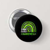 Leopard Rainbow Lime Green Ribbon Lyme Disease Awa Button (Vorne & Hinten)
