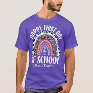 Leopard Rainbow Music Teacher erster Tag zurück zu T-Shirt