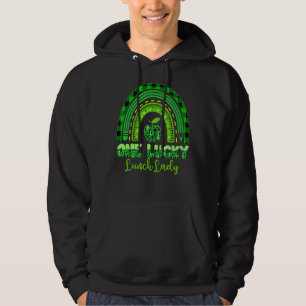 Leopard Rainbow One Lucky Lunch Lady Patricks Day Hoodie