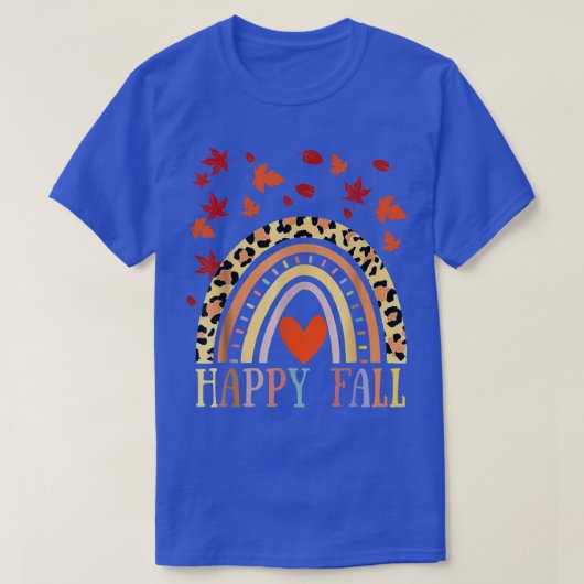 Leopard Rainbow Peace Heart Happy Fall Maple Verla T-Shirt (Design vorne)