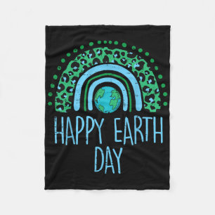 Leopard Rainbow Planet Happy Earth Day Niedlich Te Fleecedecke