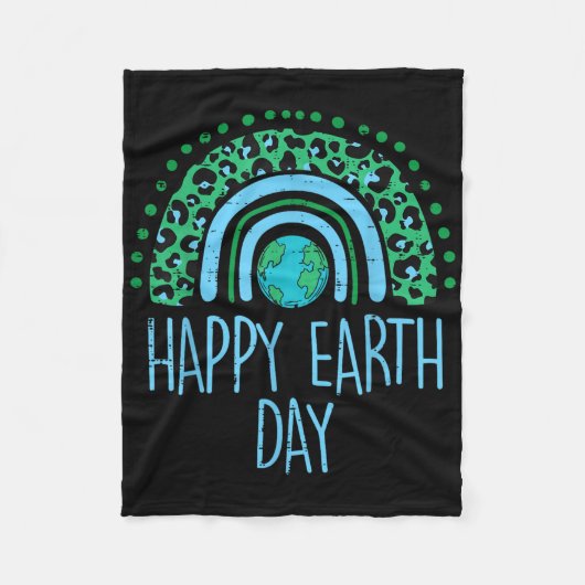 Leopard Rainbow Planet Happy Earth Day Niedlich Te Fleecedecke (Vorderseite)