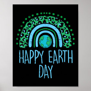 Leopard Rainbow Planet Happy Earth Day Niedlich Te Poster