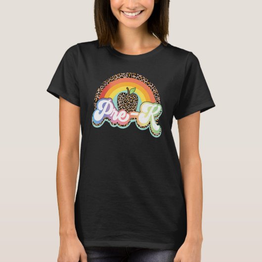 Leopard Rainbow Pre K Teacher T-Shirt (Vorderseite)