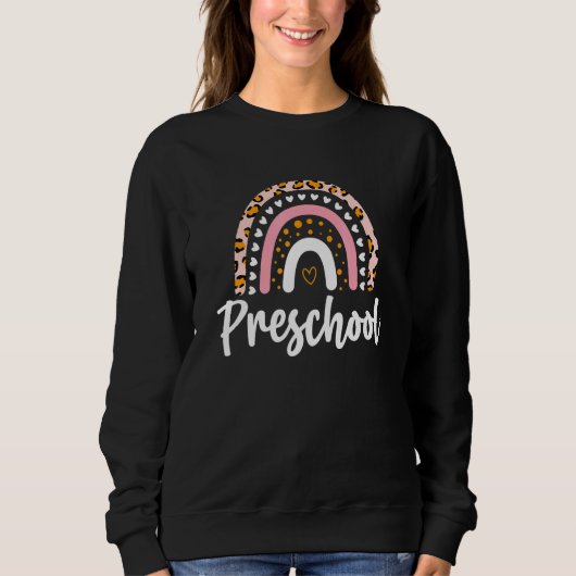 Leopard Rainbow Preschool Back to School Teacher Sweatshirt (Vorderseite)