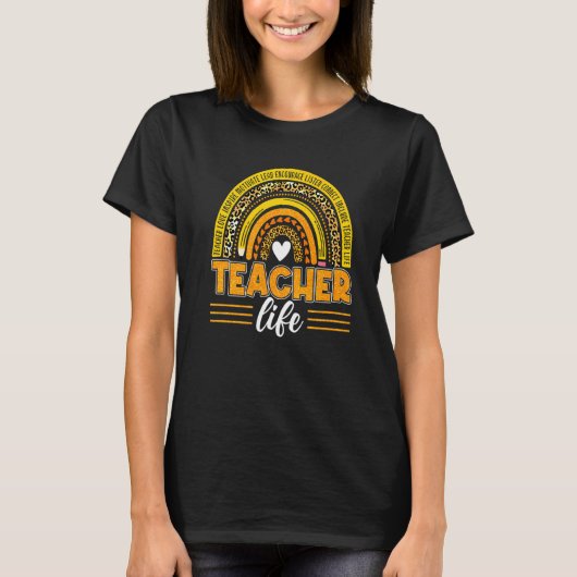 Leopard Rainbow Teacher Life Teaching Teacher Day T-Shirt (Vorderseite)