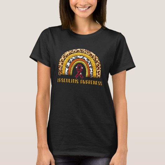 Leopard Rainbow Vasculitis Warrior T-Shirt (Vorderseite)