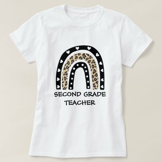 Leopard Rainbow Zweitklassiger Lehrer T-Shirt (Design vorne)