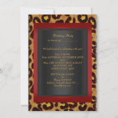 Leopard Red Black Birthday Elegante Vintag Einladung (Rückseite)
