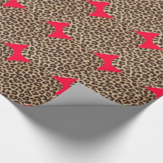 Leopard Red Bow Krawatte Geschenkpapier (Ecke)