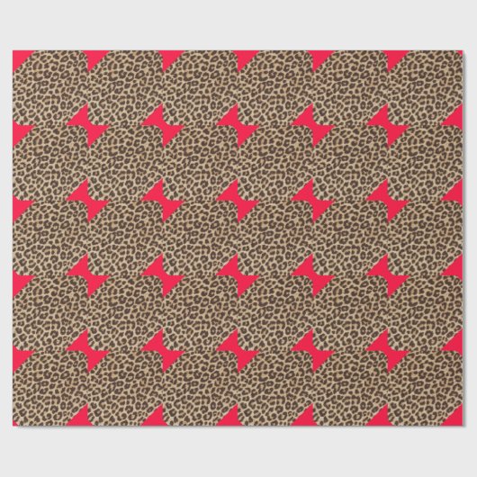 Leopard Red Bow Krawatte Geschenkpapier (Flach)