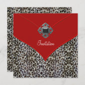 Leopard Red Jeden Anlaß Party Event Einladung (Vorne/Hinten)