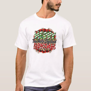 Leopard Red Kariert Merry Teacher Squad Christmas  T-Shirt