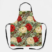 Leopard & Red Rose Pattern - Chic Floral Animal Schürze (Vorderseite)