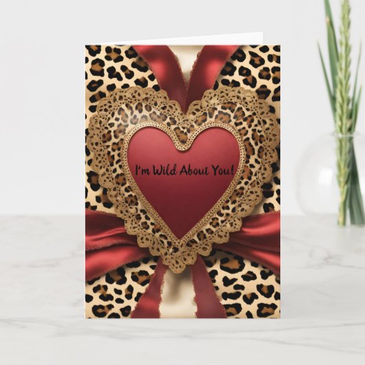 Leopard Red Valentine's Day Heart Card Karte (Vorderseite)
