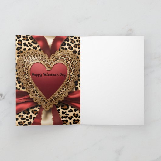 Leopard Red Valentine's Day Heart Card Karte (Innenseite)
