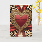 Leopard Red Valentine's Day Heart Card Karte (Gelbe Blume)