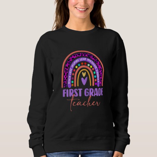 Leopard Regenbogen 1. Klasse Erster Lehrer Erster Sweatshirt (Vorderseite)