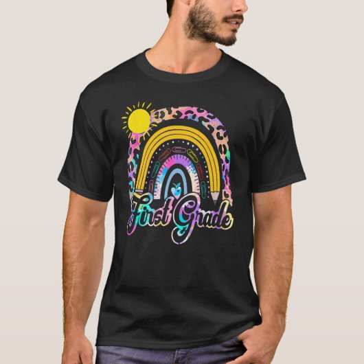 Leopard-Regenbogen-1. Klasse T-Shirt (Vorderseite)