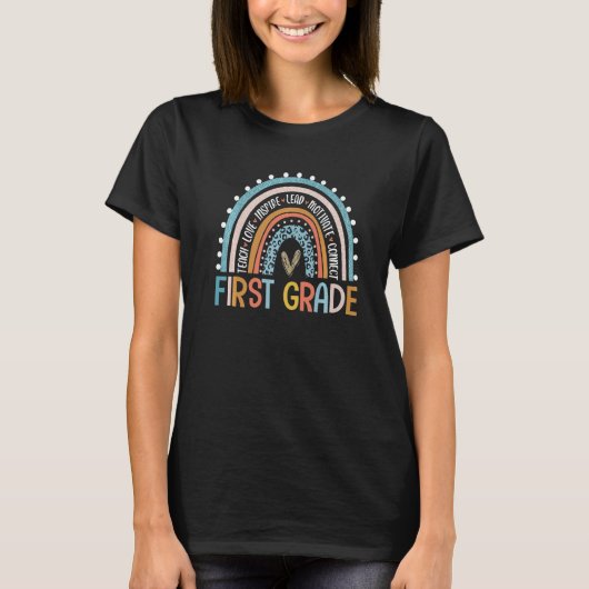 Leopard-Regenbogen-1. Klasse T-Shirt (Vorderseite)