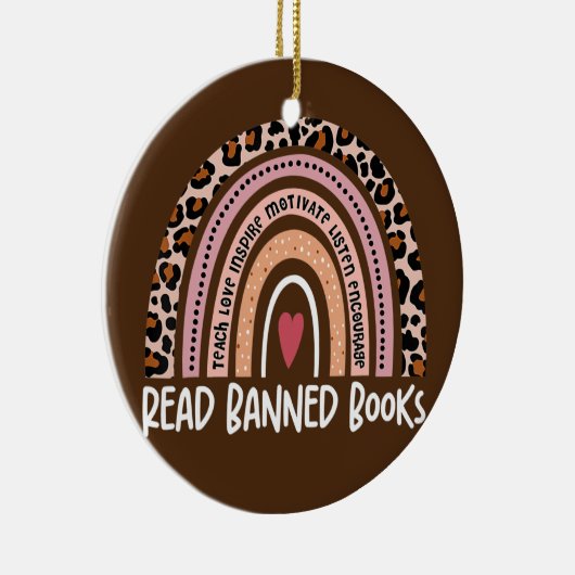 Leopard-Regenbogen für Buchliebhaber lesen Keramik Ornament (Rechts)